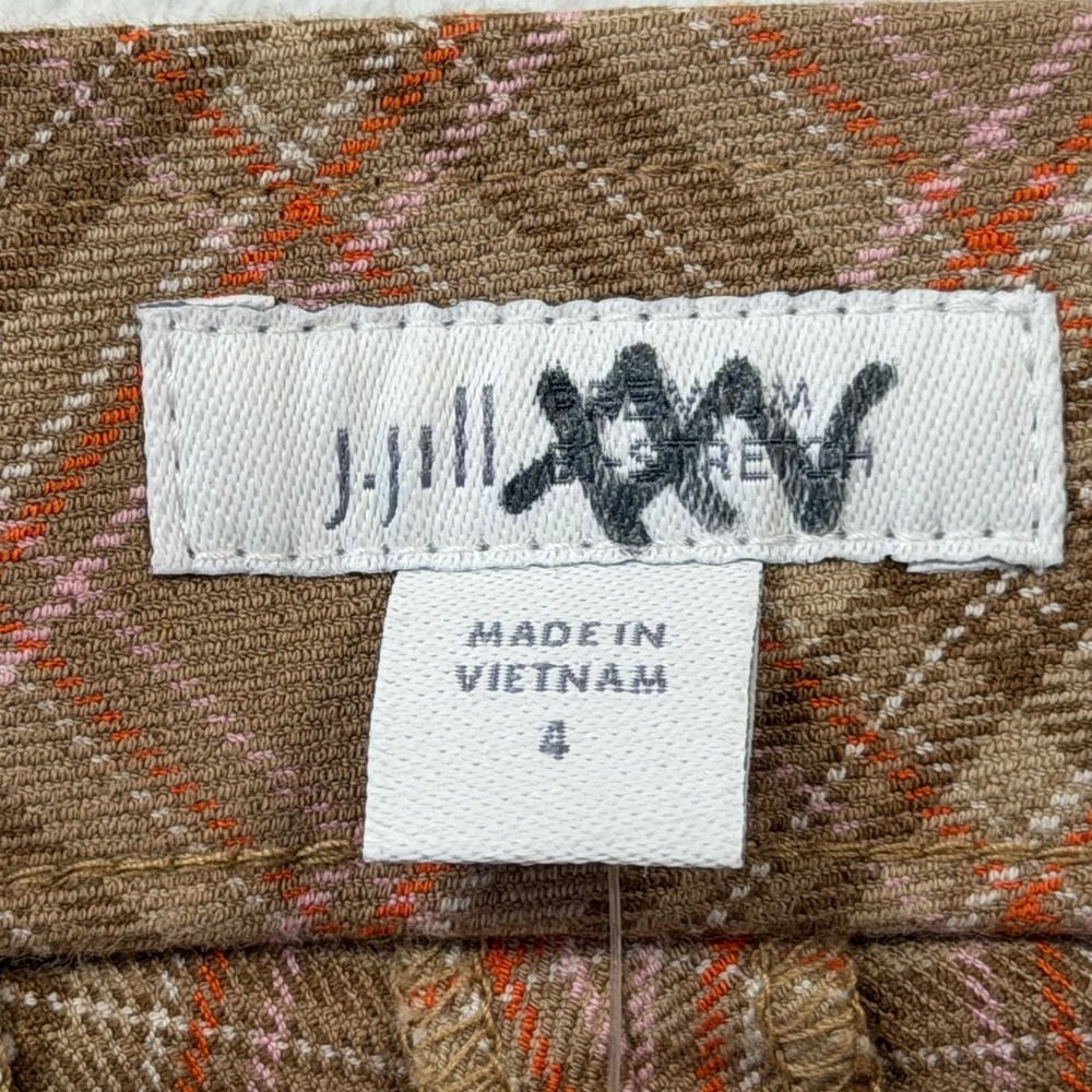 J. Jill Wearever Bi-Stretch Pants Womens 4 Camel Multi Plaid NWT Trousers - Picture 4 of 12